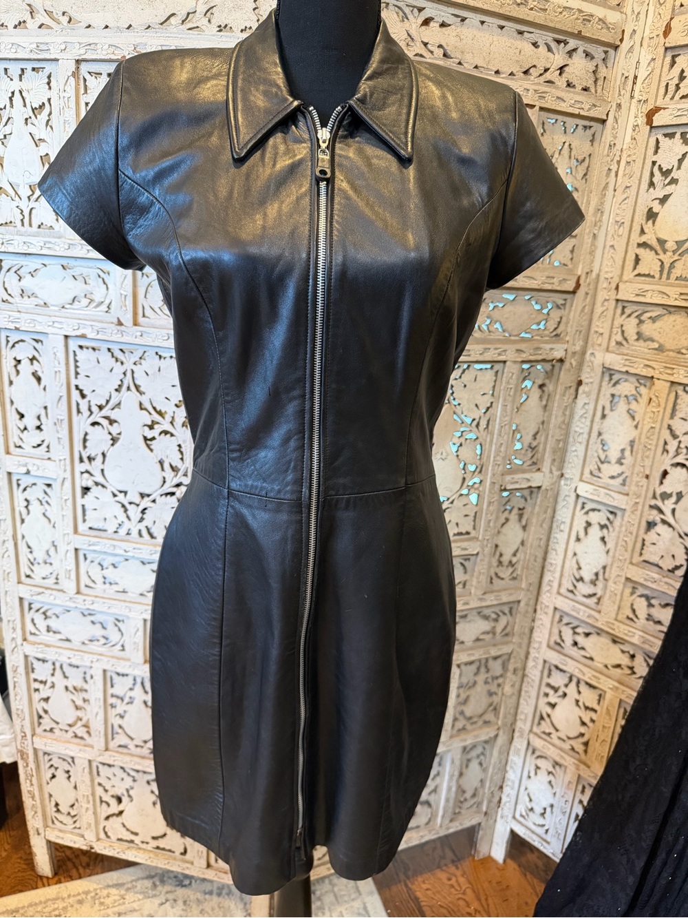 Vintage Esotica Pelle Genuine Leather Zip-Front Dress – Size 6